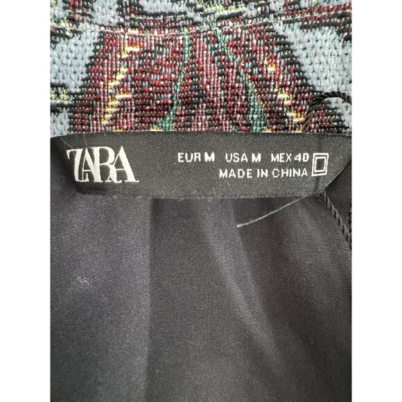 NWT ZARA Medium Blue Floral Tapestry Shacket - Picture 3 of 14